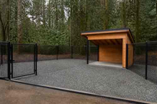 How Do You Prepare a Dog Kennel for Colder, Wetter Weather? Dog kennel prepared with dry covered shelter for wet weather