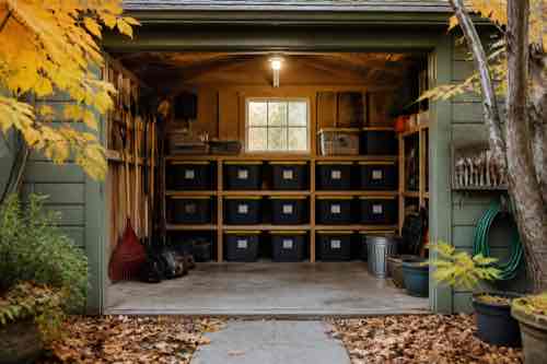Organized outdoor storage before fall