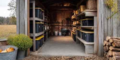 Organized dry outdoor storage before fall