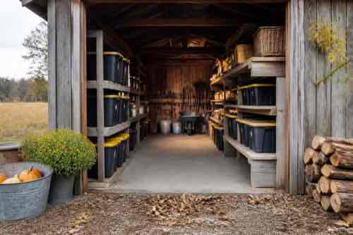 Organized dry outdoor storage before fall