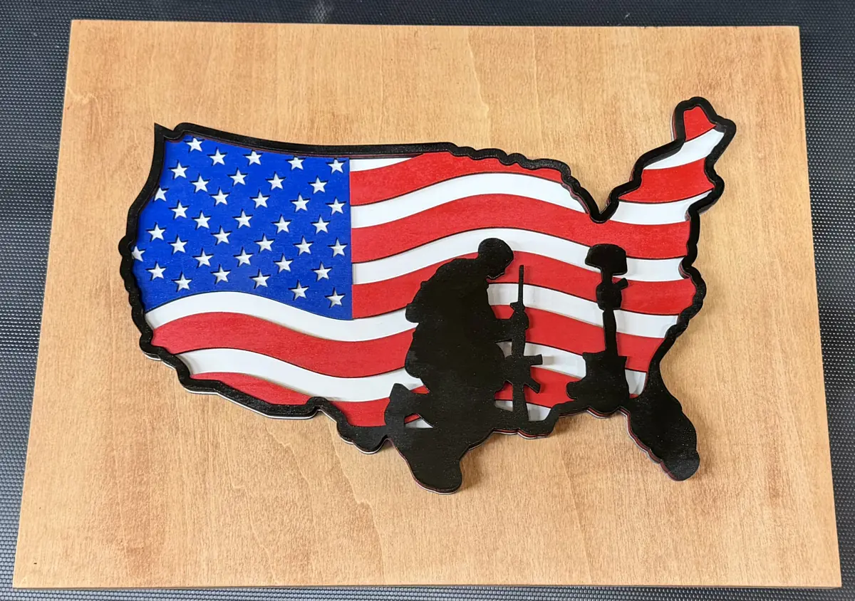 Remember the Fallen – Handmade Layered Wood USA Military Memorial Wall Art
