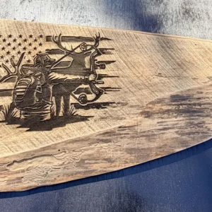 Live Edge Hunters Wood Engraving ~ One of a Kind