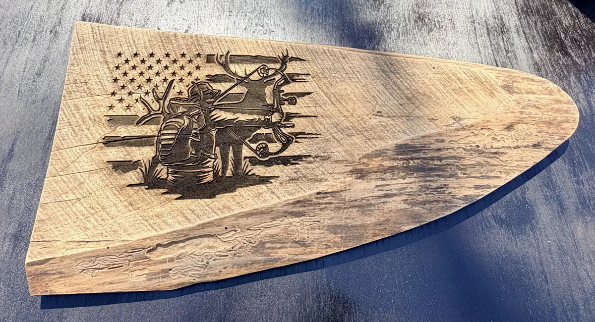 Live Edge Hunters Wood Engraving ~ One of a Kind